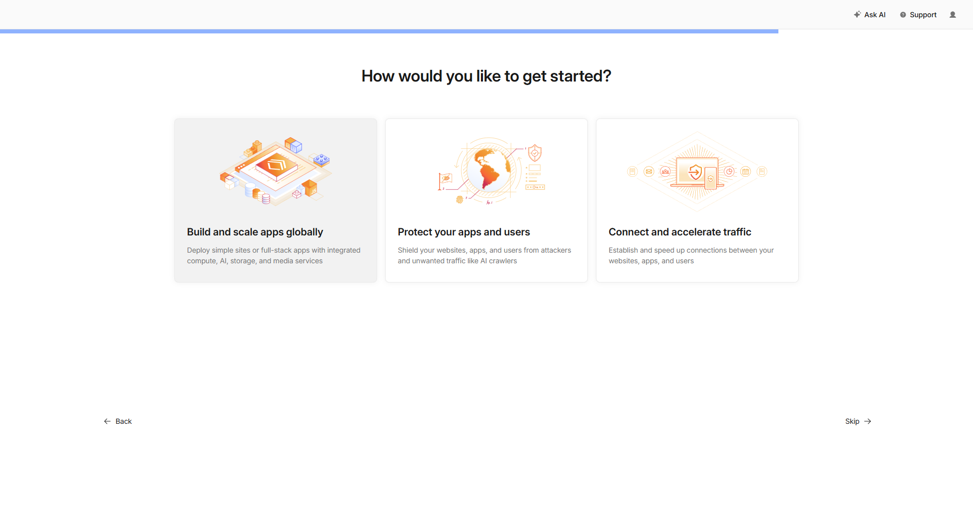 Cloudflare onboarding — how would you like to get started